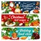 Christmas dinner banner with winter holiday food