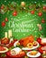 Christmas dinner cuisine vector greeting card