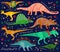 Christmas Dinosaurs Wallpaper. Vector Illustration for Kids.