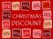 Christmas discount and percentages in squares - retro red label