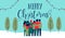 Christmas diverse friend group hug greeting card