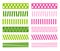 Christmas divider set. Collection of simple geometrical shapes border for xmas. Holiday header pattern with green and pink pastel