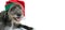 CHRISTMAS DOG WITH SANTA CLAUS HAT. WEB BANNER OR GRETTING CARD.