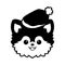 Christmas dog wearing a Santa hat. Pomeranian Dog face silhouette.