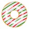 Christmas donut. Green, white, red donut are decorated with sweet festive stars and balloons. Cartoon Christmas sweetsX