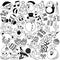 Christmas Doodles Funny and Cute Black and White Vector Characters isolated pack of 37