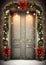 Christmas Door Decorations watercolor winter border frame