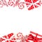 Christmas double border of red and white gifts and candies