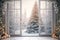 Christmas Dreamy rustic white wood window , tematic Christmas