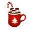 Christmas drink cream 3d vector, cocoa cup dessert chocolate art, winter coffee