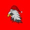 christmas eagle falcon hawk cartoon with santa claus cap logo design on isolated background