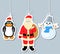 Christmas elements, penguin, santa claus and snowm