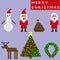 Christmas elements pixel art set