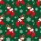 Christmas elements seamless pattern with Red sock with candy canes and holly leaves and berries ornate seamless pattern.