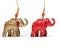 Christmas elephants on white