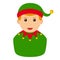 Christmas Elf Avatar Flat Icon on White