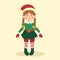 Christmas Elf Braid Girl Cartoon