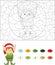 Christmas elf. Color by number educational game for kids
