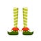 Christmas Elf feet flat vector illustration. Pixie, Santa Claus helper, elfin cartoon character. Xmas leprechaun legs in