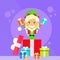 Christmas Elf Female Cartoon Character Little Gril