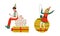 Christmas Elf with Pointy Ears and Hat as Santa Helper Sitting on Gift Box and Bauble Vector Set