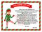 Christmas elf welcome letter with christmas gift. Flat vector illustration