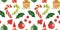 Christmas Elves Factory pattern with candy canes, holly and glass baubles