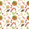 Christmas Elves Factory pattern with candy canes, lollipops, zefirs and candies