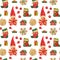 Christmas Elves Factory pattern with stockings and lollipops