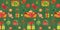 Christmas Elves Factory pattern with sweets and gift boxes