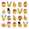 Christmas emoji funny and cute holiday set