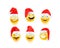 Christmas emojis with santa hats on white