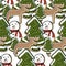 Christmas endless pattern. Fairy cartoons cute christmas ginger cookies forest brown deer, snowman, green