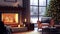 Christmas eve cozy mood in classic decorated living room with fireplace, christmas tree, candles and gifts. AI Generative