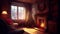 Christmas eve cozy mood in classic decorated living room with fireplace, christmas tree, candles and gifts. AI Generative