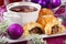 Christmas eve red borscht with pastries