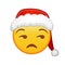 Christmas face with expression of disapproval Large size of yellow emoji smile