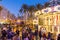 Christmas fair with carousel on Modernisme Plaza of the City Hall of Valencia, Spain.