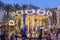 Christmas fair with carousel on Modernisme Plaza of the City Hall of Valencia, Spain.