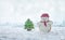 Christmas festival concepts ideas with snowman and pine tree