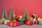 Christmas festival decoration with gift boxes pile spectacular christmas tree