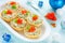 Christmas festive appetizer tartlets stuffed with salmon salad a