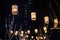 Christmas festive lantern on a fair at night