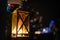 Christmas festive lantern on a fair at night