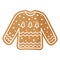 Christmas festive sweater gingerbread cookie covered by white icing