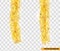 Christmas festive traditional decorations Two golden lush Christmas tinsels hanging in vertical position. Xmas Detailed wide ribbo