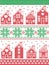 Christmas and festive winter pattern in cross stitch style with gingerbread house village including decorative elements