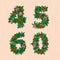 Christmas festive wreath numbers: 4, 5, 6, 0. Wooden background