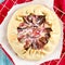 Christmas fig galette with cream cheese and honey in square