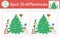 Christmas find differences game for children. Winter educational activity with funny animals decorating fir tree. Printable